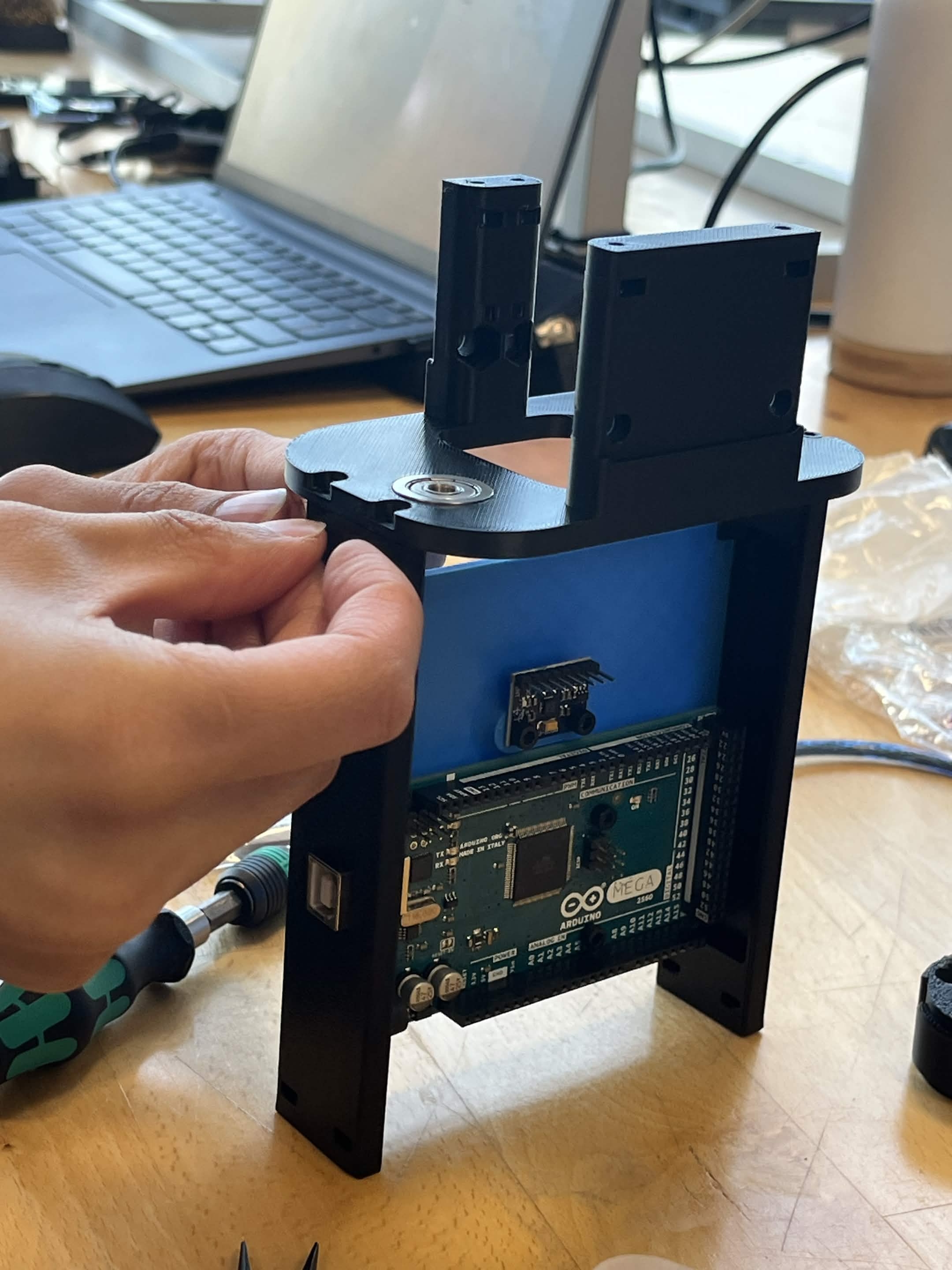 Arduino Mega and gyro attached to base plate